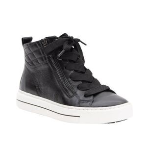 Ara Callan High-Top Sneaker Black Leather Lace-Up Padded Insole 8.5